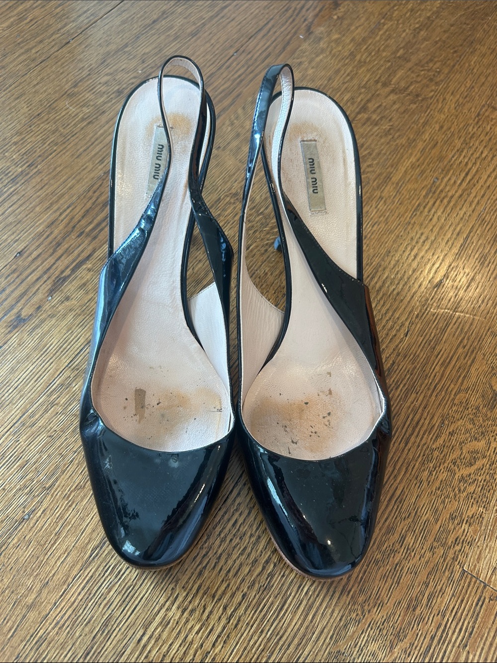 Miu Miu Black Patent Leather Slingback Pumps 37